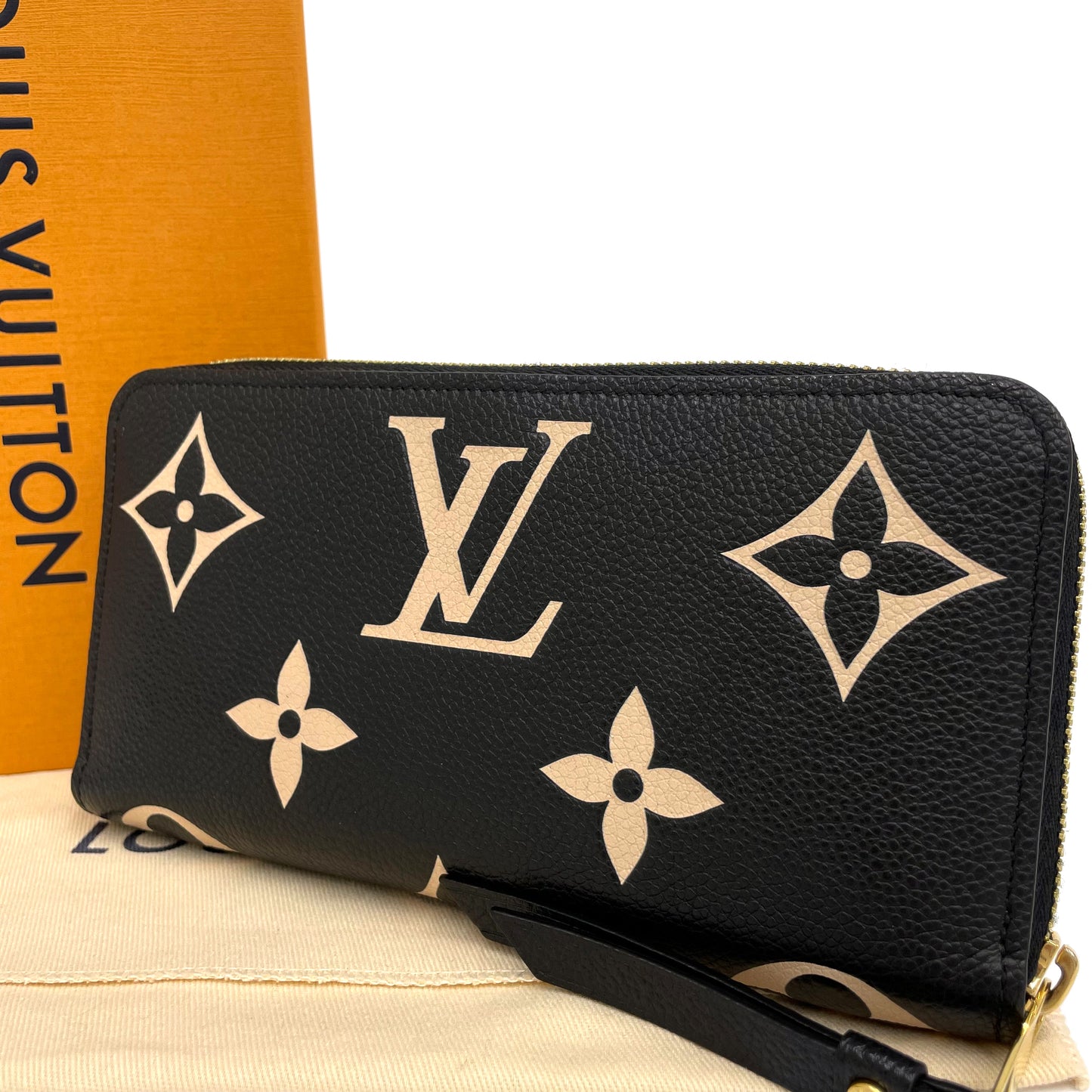 ルイヴィトン　モノグラムアンプラント　バイカラー　ジッピー　長財布