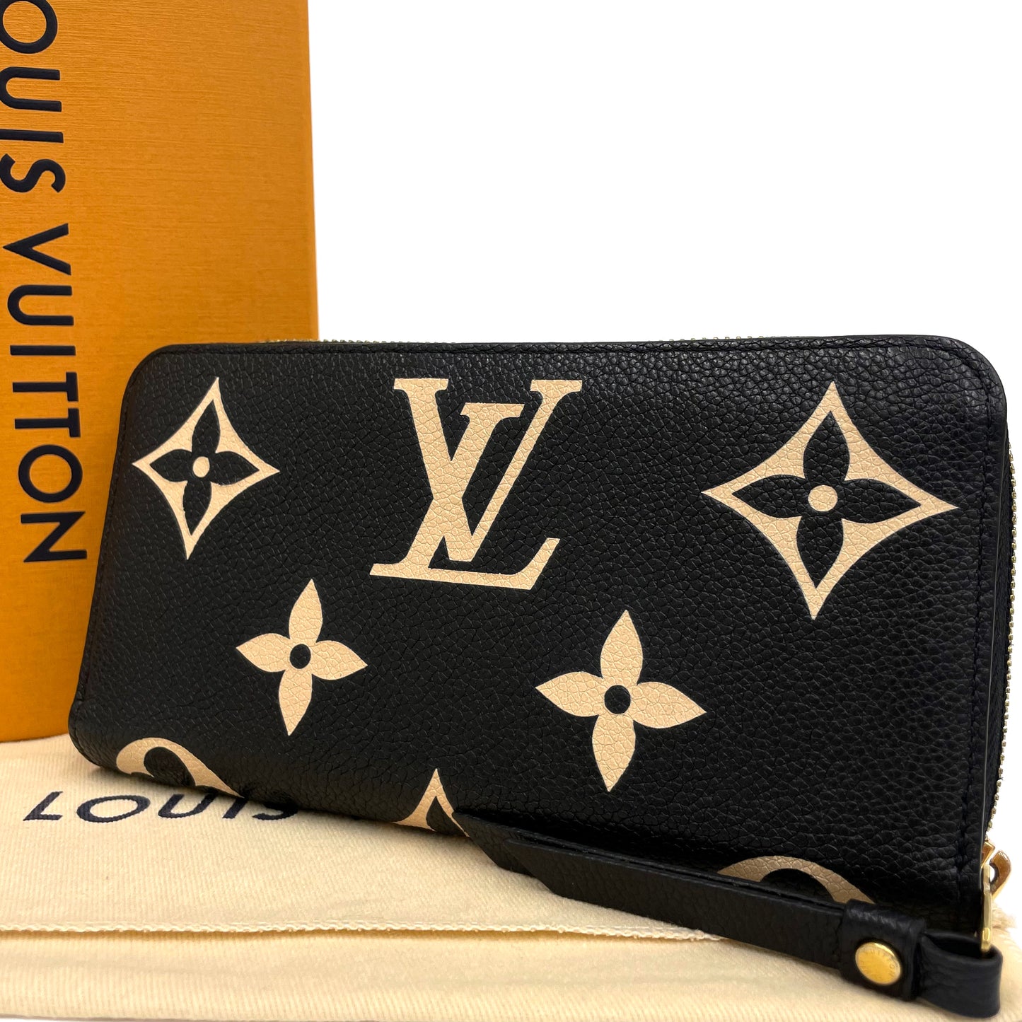ルイヴィトン　モノグラムアンプラント　バイカラー　ジッピー　長財布