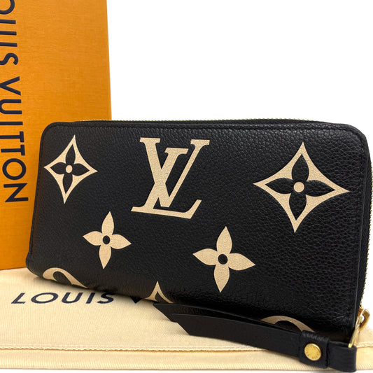 ルイヴィトン　モノグラムアンプラント　バイカラー　ジッピー　長財布