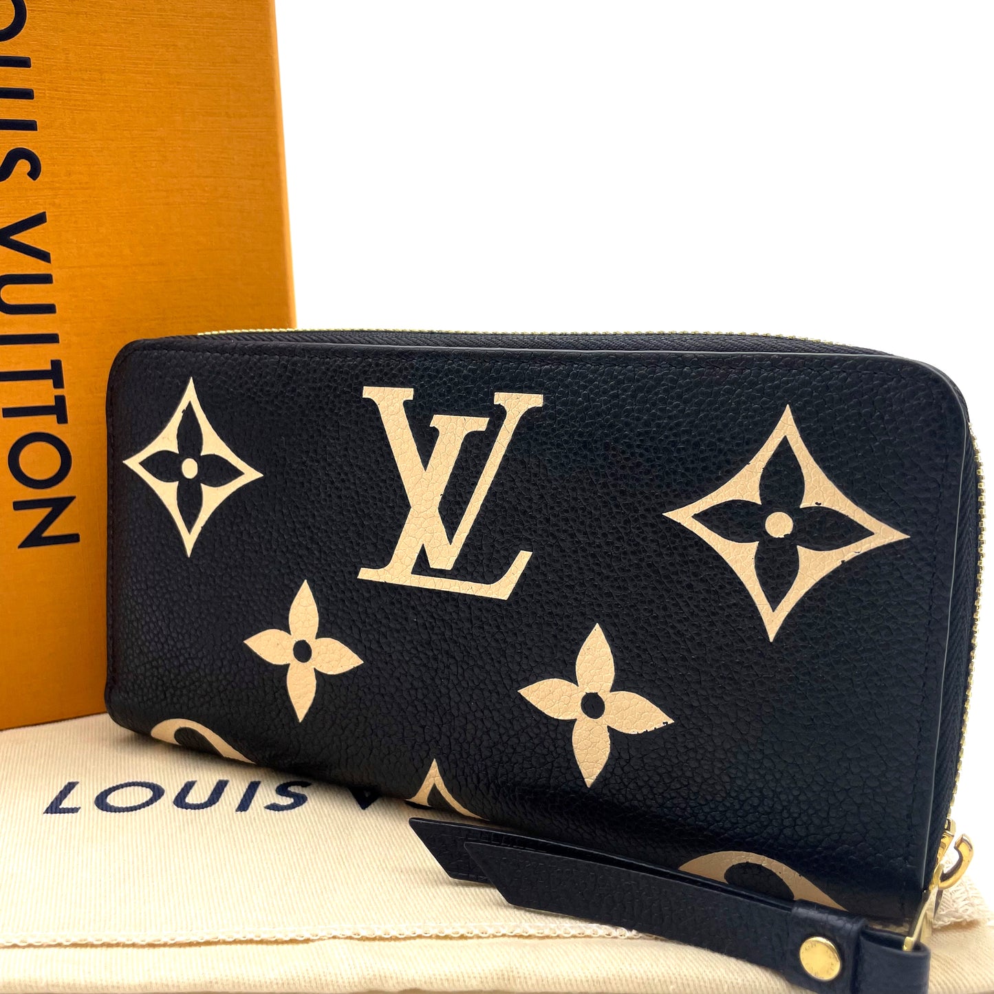 ルイヴィトン　モノグラムアンプラント　バイカラー　ジッピー　長財布