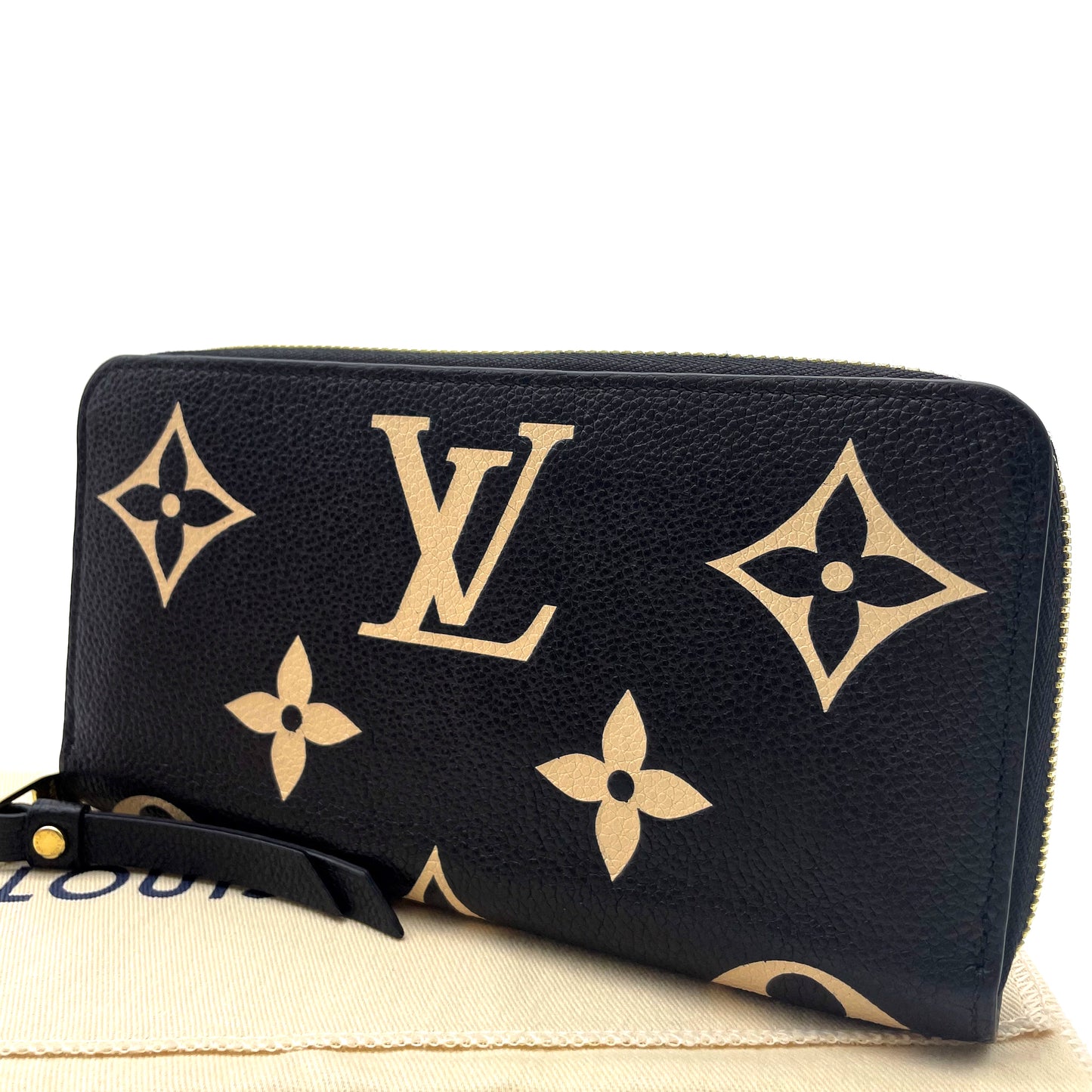 ルイヴィトン　モノグラムアンプラント　バイカラー　ジッピー　長財布