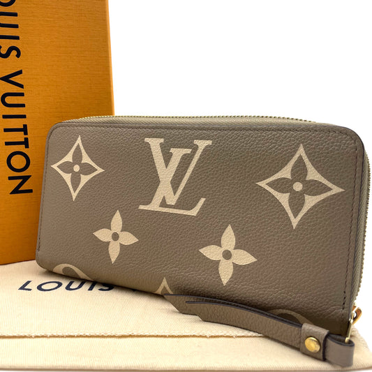 ルイヴィトン　モノグラムアンプラント　バイカラー　ジッピー　長財布